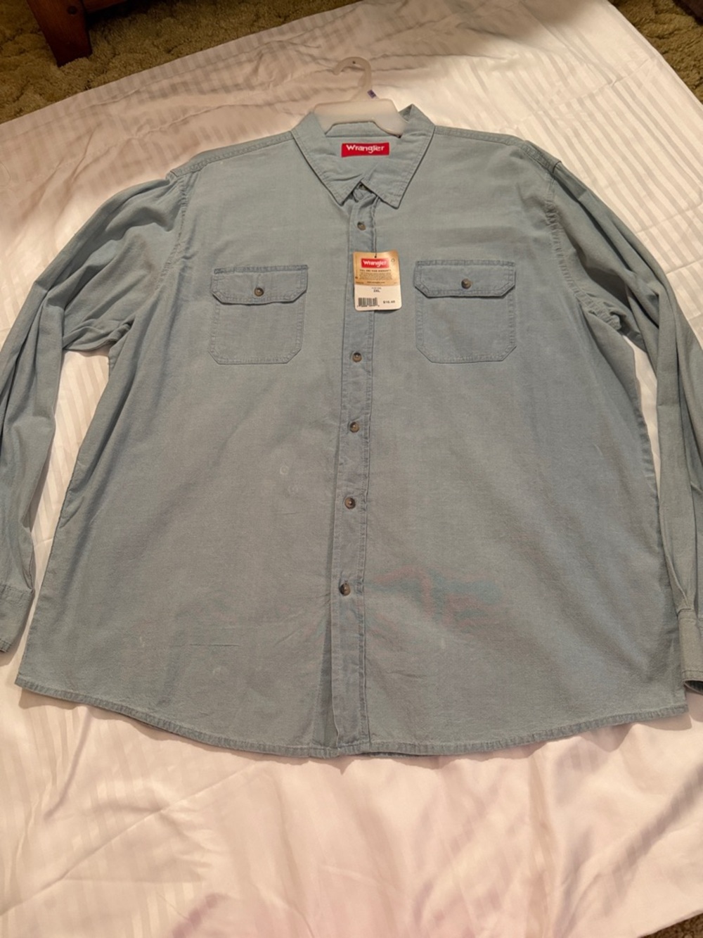 Wrangler Pale Blue Long-Sleeve Button-Down Shirt